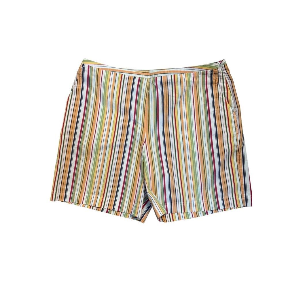Liz Golf Womens Striped Bermuda Shorts Size 16 Colorful High Waist Pockets VTG